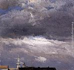 Tower Canvas Paintings - Cloud Study, Thunder Clouds over the Palace Tower at Dresden